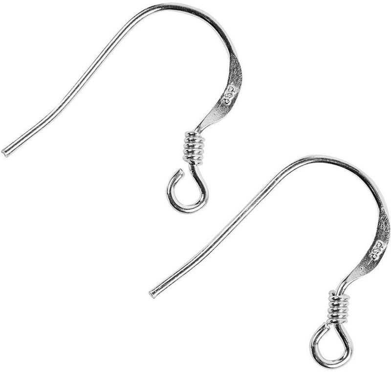 Ganci per orecchini Creative Company, l: 14 mm, argento, 10 pezzi 1 scatola