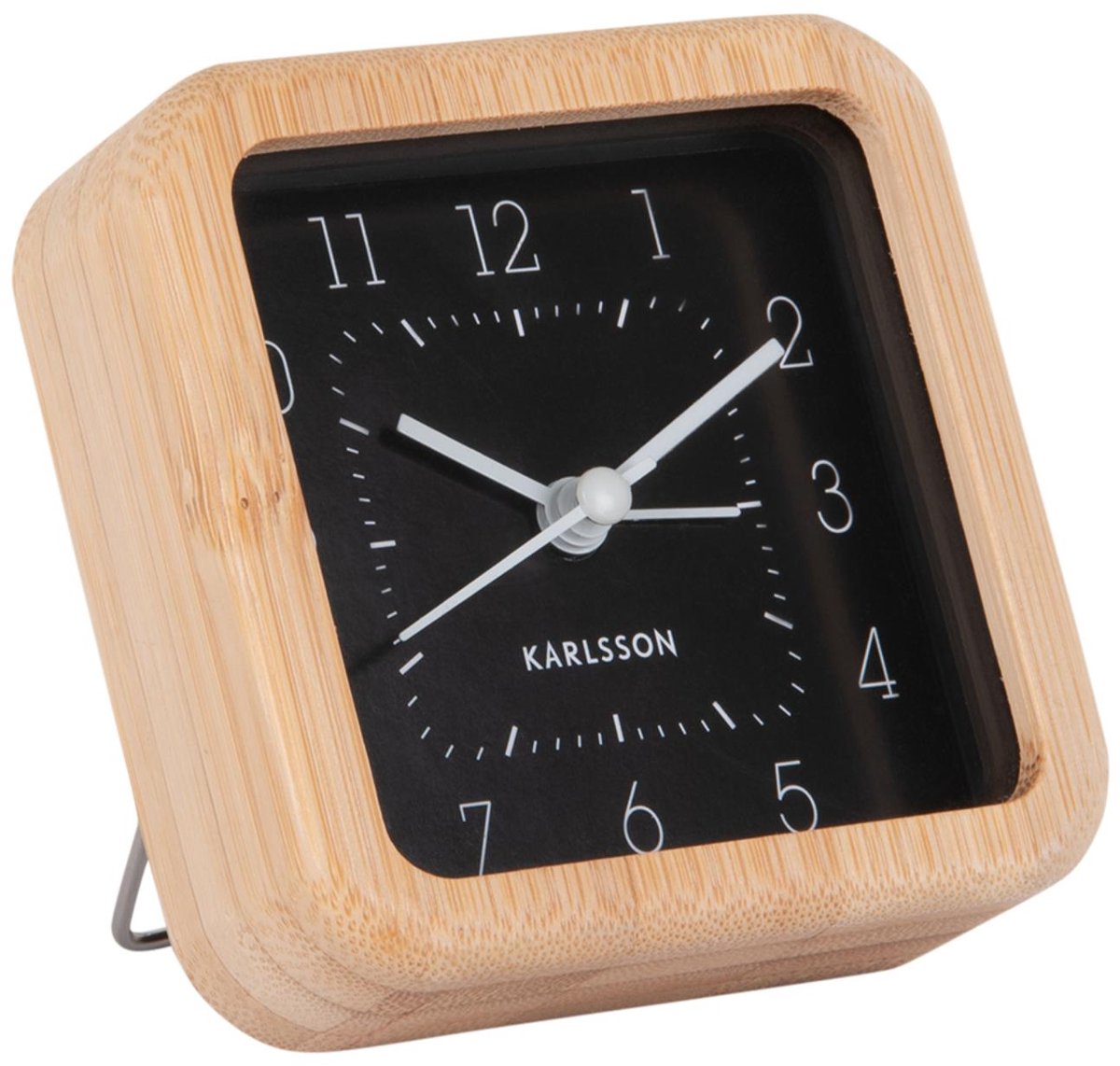 Karlsson wekker neat square - bamboe - 9x9x9cm - modern - wekker voor slaapkamer - wekkers