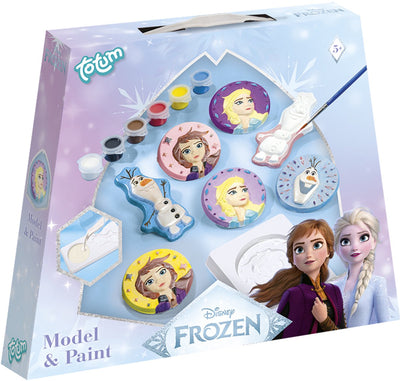 Totum Disney Frozen figurine in gesso per fusione e pittura - giocattoli creativi per ragazze dai 5 anni - set artigianale con vernice modello principesse Anna ed Elsa regalo