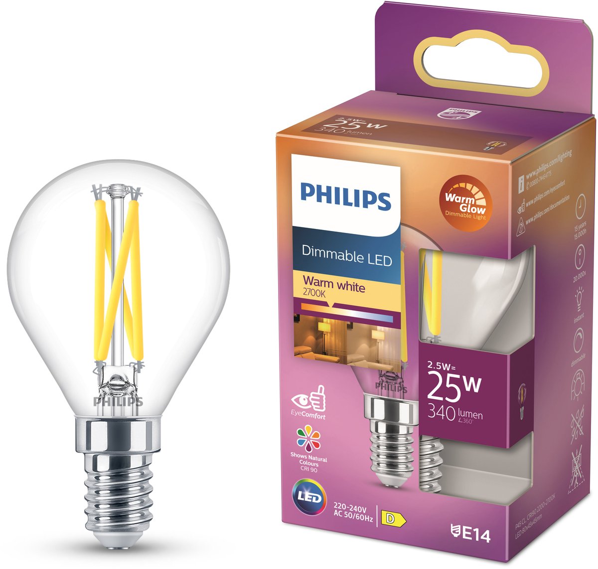 Philips LED 25W P45 E14 CL WGD90 SRT4 Lighting