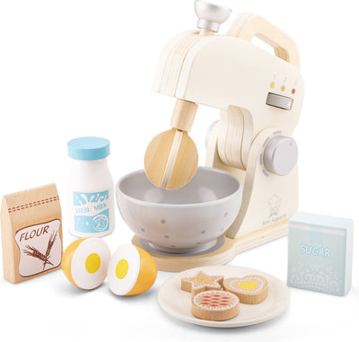 New Classic Toys ® juego de batidora de madera - incluye cuenco, harina, azúcar, leche, huevos y galletas - robot de cocina de juguete para niños - juguetes de cocina para juegos de rol - a partir de 3 años