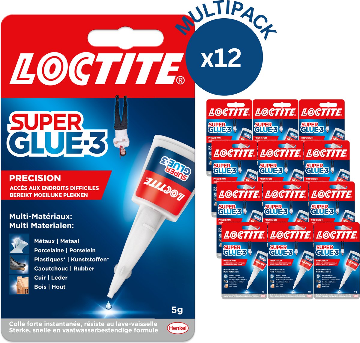 Loctite precision 12 x 5 gramos extremadamente fuerte | superpegamento universal | pegamento múltiple para soluciones artesanales de precisión | pegamento fuerte para todo uso.