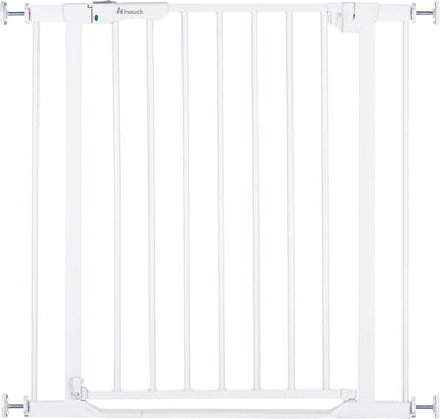 Cancello Hauck con gradino trasparente con chiusura automatica per 2 gradini - da 75 a 80 cm - bianco