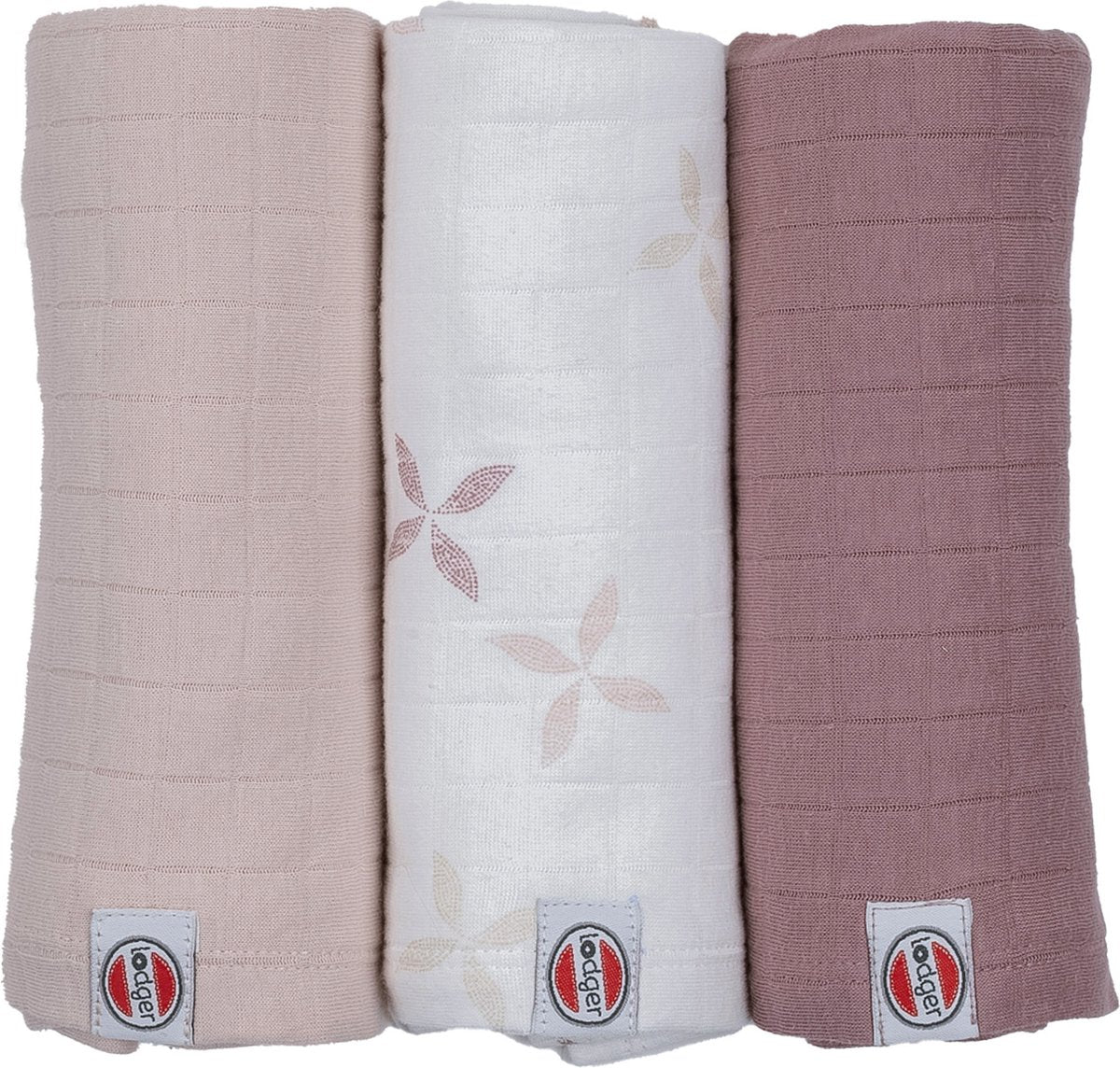 Fasce Lodger - panni idrofili - rosa - 70x70 cm - 3 pezzi - cotone biologico