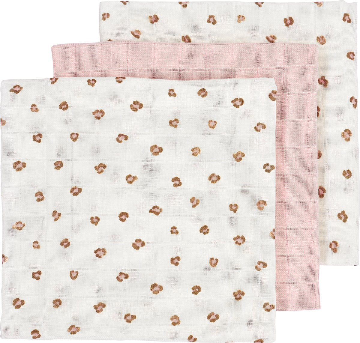 Meyco baby mini panther hydrofiele doeken - 3-pack - soft pink - 70x70cm