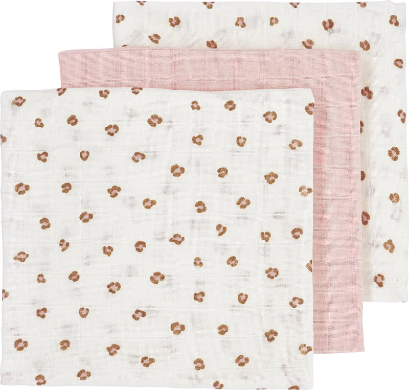 Panni idrofili Meyco baby mini pantera - confezione da 3 - rosa tenue - 70x70 cm