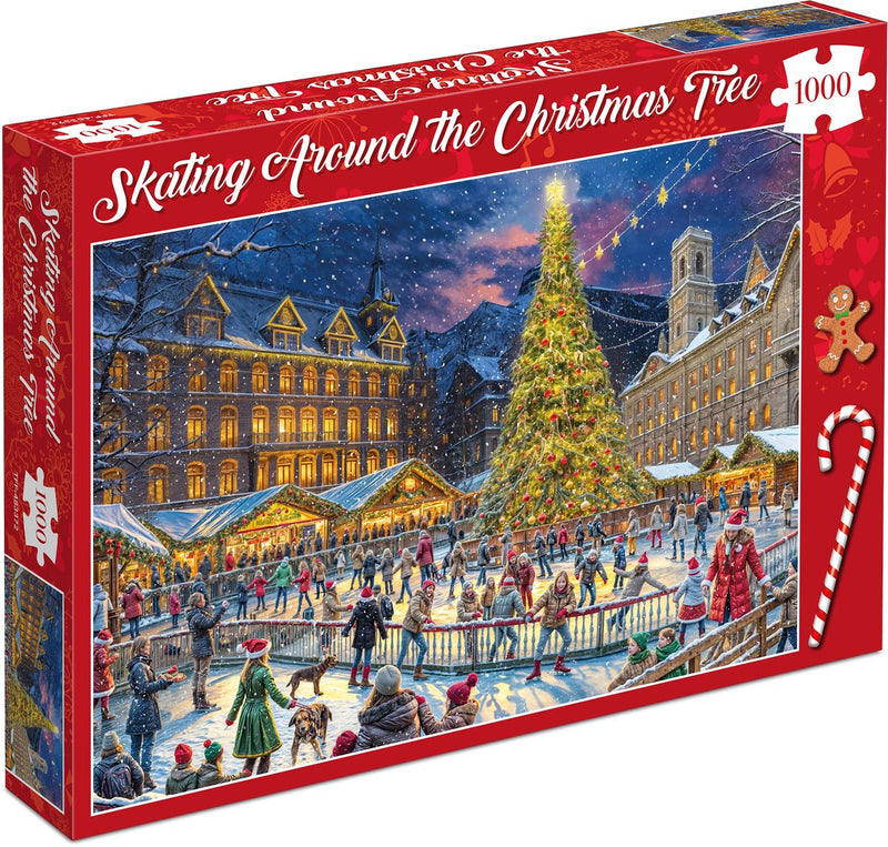 Puzzle natalizio della fabbrica divertente di Tucker - pattinare attorno all'albero di Natale - 1000 pezzi 68×49 cm (l×a) - puzzle