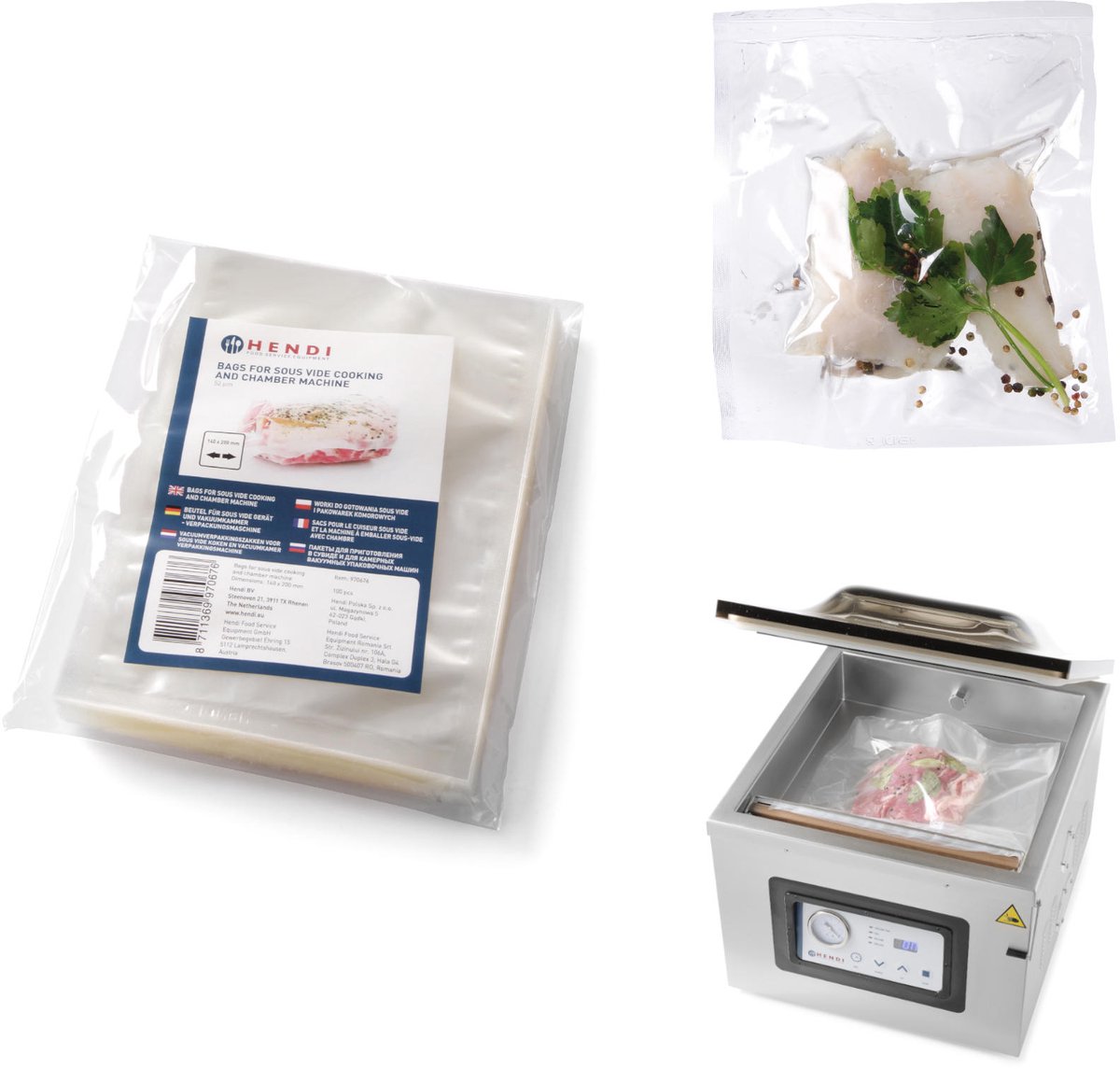 Hendi - sous-vide kookzakken - 150x250 mm - nylon polyethyleen