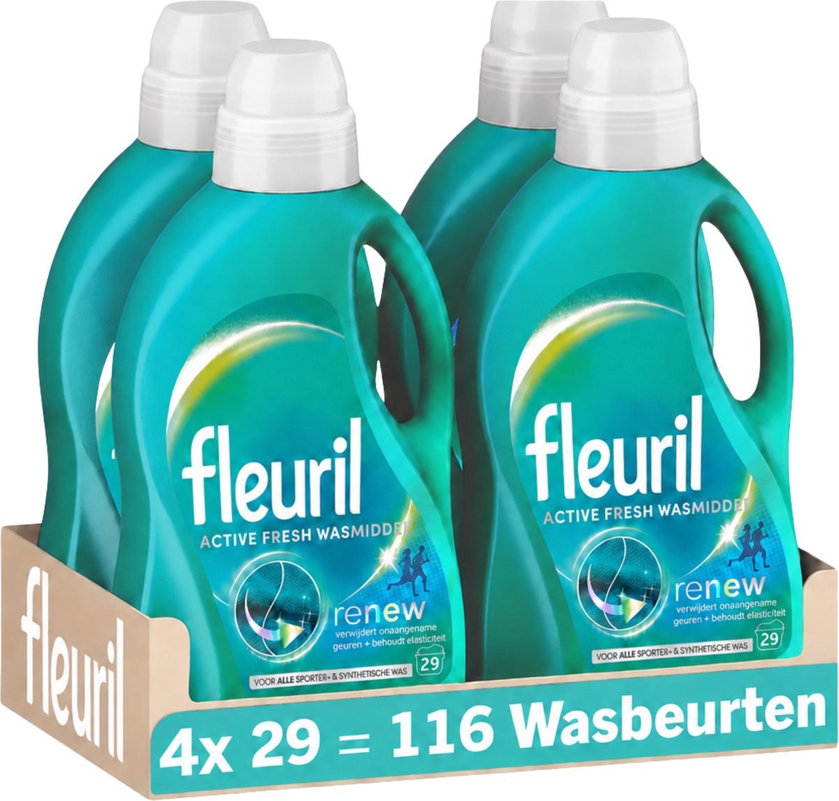 Fleuril active fresh - detersivo liquido - bucato di tutti i colori - 4x29 lavaggi - confezione risparmio