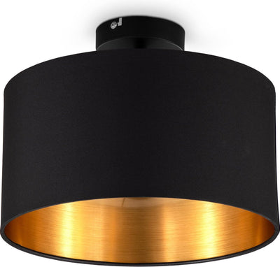 B.k.licht - ceiling lamp - black-golden - round - decorative lamp - with E27 fitting - ø30cm
