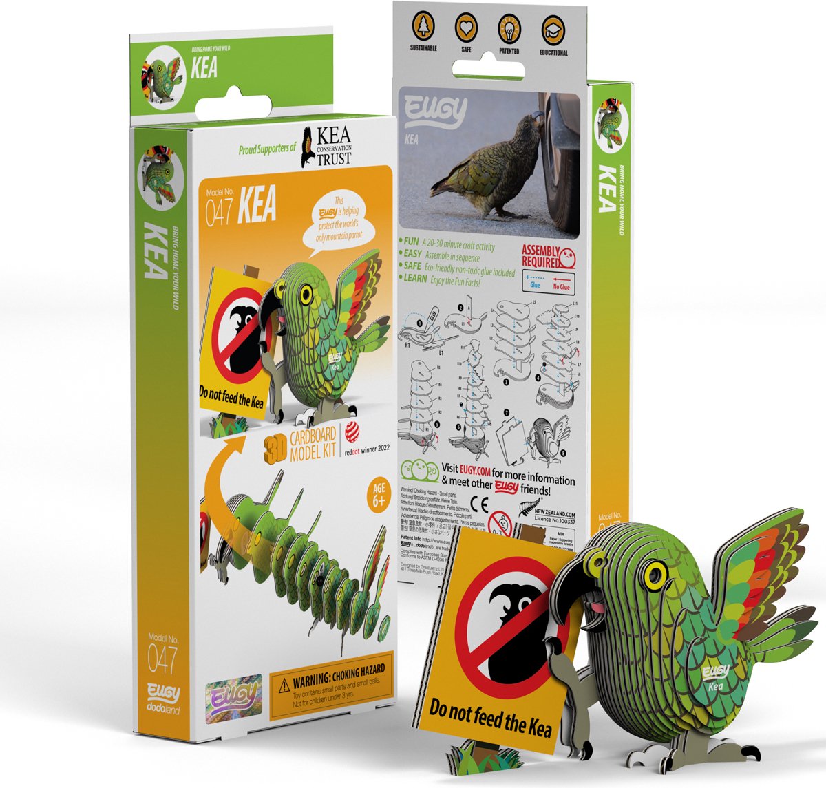 Puzzle 3d Eugy - kea - uccelli - sostenibile - collezionali tutti - 6 anni