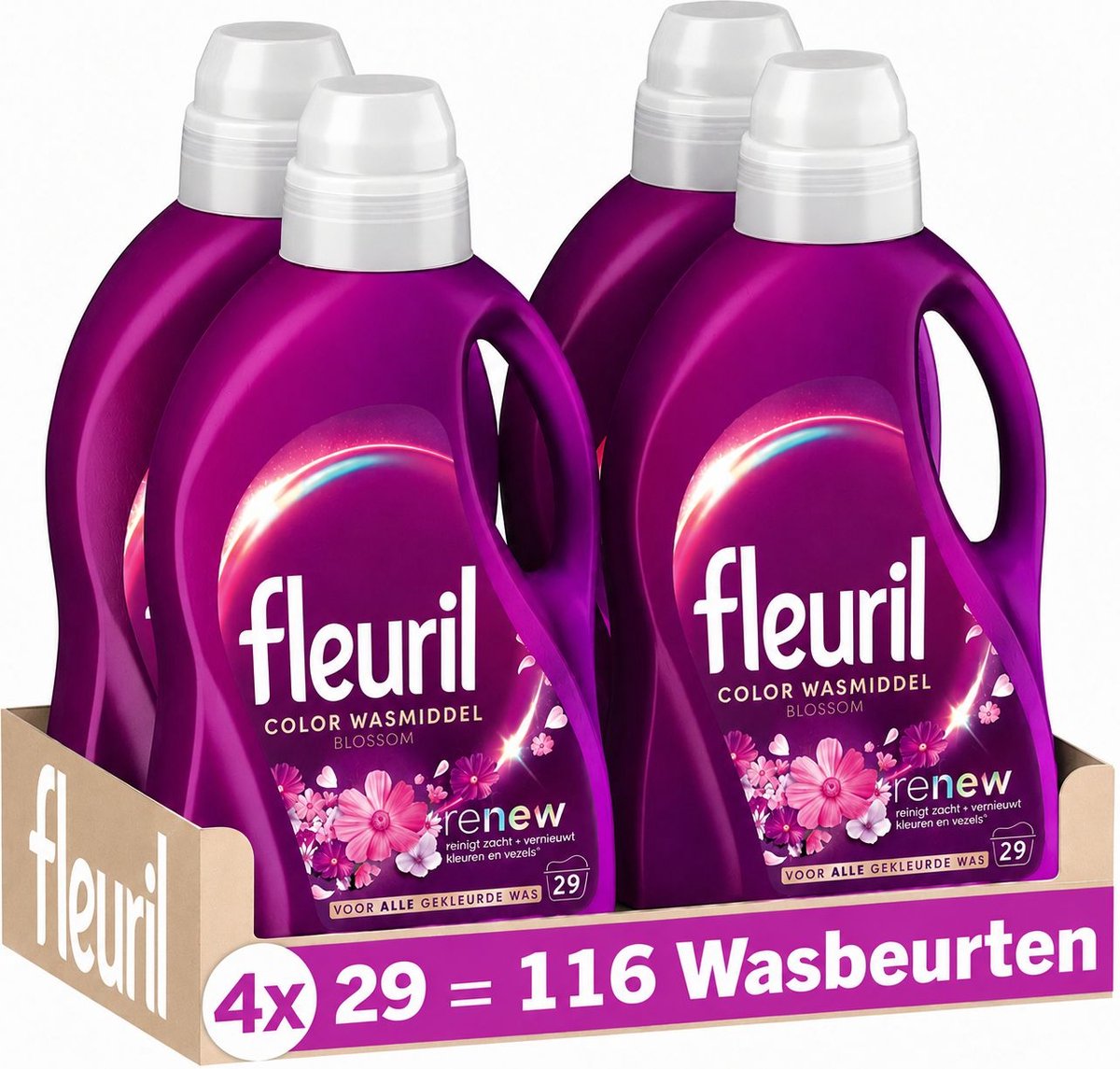 Fleuril Colour Blossom - detersivo liquido - bucato colorato - esperienza dal profumo intenso - 4x29 lavaggi - confezione risparmio