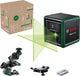 Bosch quigo green - láser de líneas cruzadas - incluye abrazadera universal mm2 - placa adaptadora - baterías
