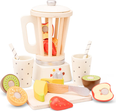 Nuovo set da gioco per frullatore in legno Classic Toys® - inclusi 5 pezzi di frutta, un tagliere e 2 tazze - robot da cucina giocattolo per bambini - giochi di ruolo da cucina - a partire da 3 anni