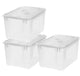 Scatola portaoggetti Iris con coperchio pieghevole - 48 l - impilabile - con coperchio pieghevole - plastica - trasparente - set da 3