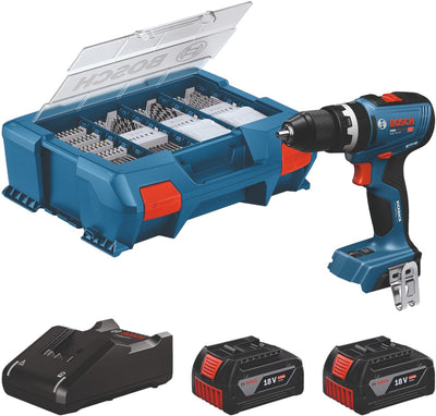 Taladro atornillador de impacto inalámbrico bosch gsb 18v-65 azul | incluido 2x cargador GBA 18v 4.0 ah gal 18v-40 | 82 accesorios - 06019n3307