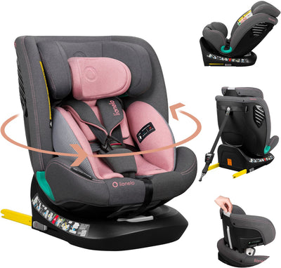 Lionelo Bastiaan One seggiolino auto i-size – Fissaggio superiore ISOFIX 4 in 1 – all'indietro in avanti – base girevole a 360° con facile rotazione – poggiatesta in memory foam regolabile – 40–150 cm – utilizzo prolungato elevato livello di sicurezza