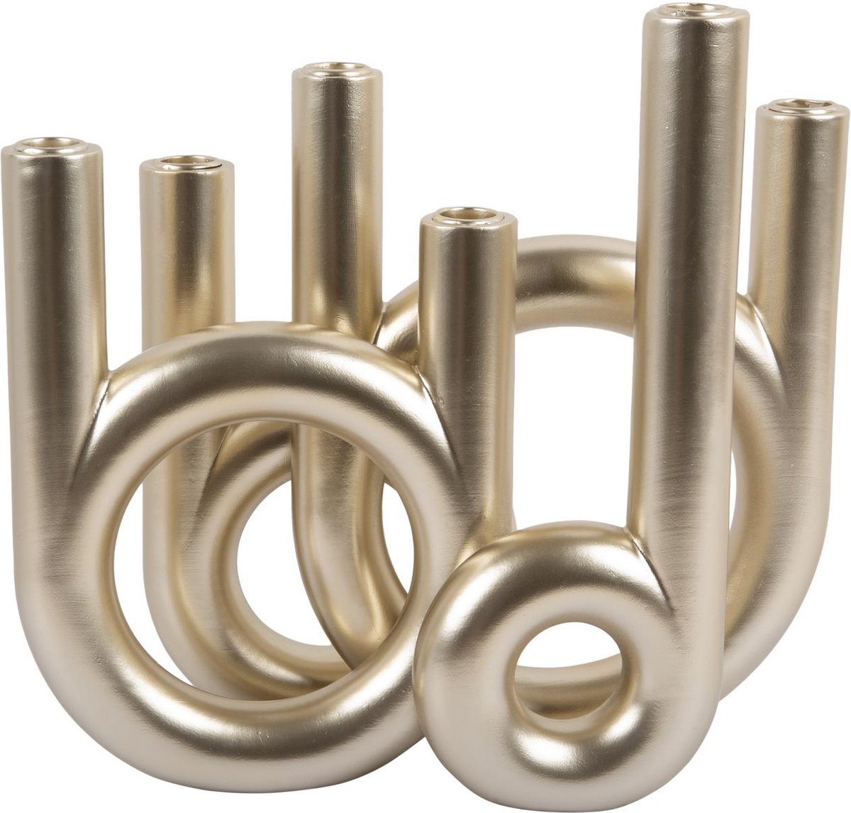 Present time kandelaar rings - goud - 35x13.5x32.5cm - scandinavisch - polyresin