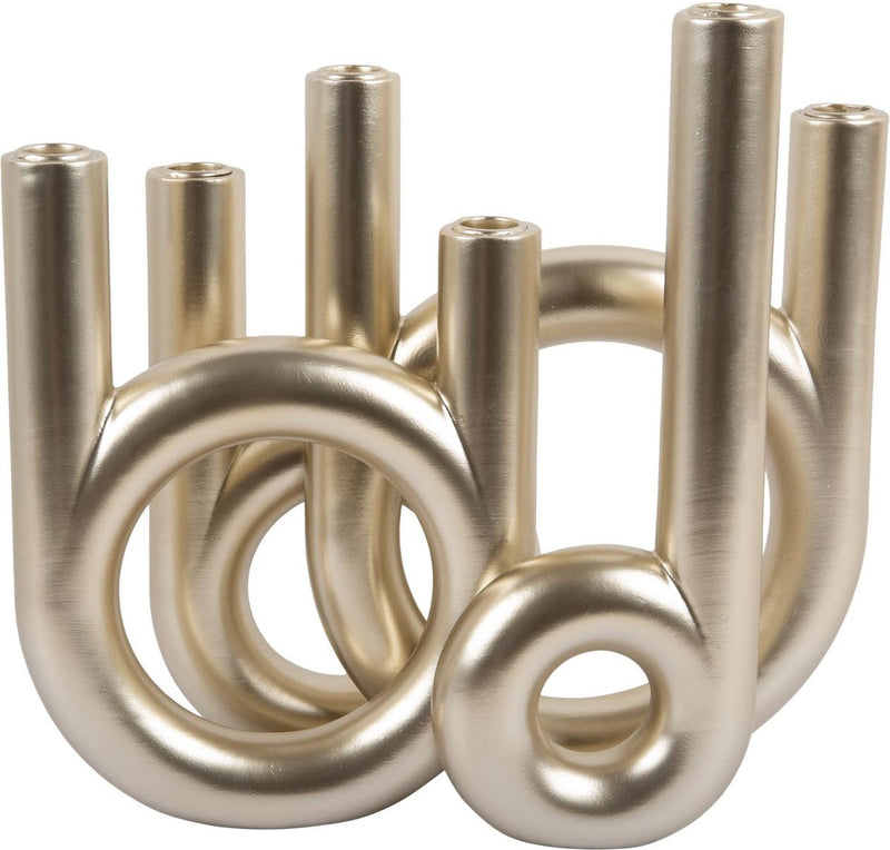 Anelli per candelieri del tempo presente - oro - 35x13,5x32,5 cm - scandinavo - poliresina