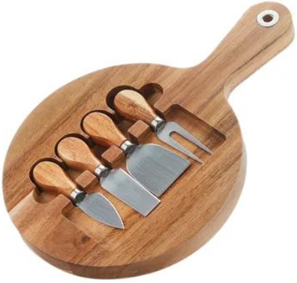 Set formaggio magnetico Point-virgule 5 pezzi in acacia 35,5x23,8x2,5 cm