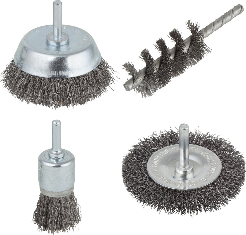 Spazzole in filo metallico Wolfcraft Wolfcraft con albero rotondo a 4 pezzi 2133000