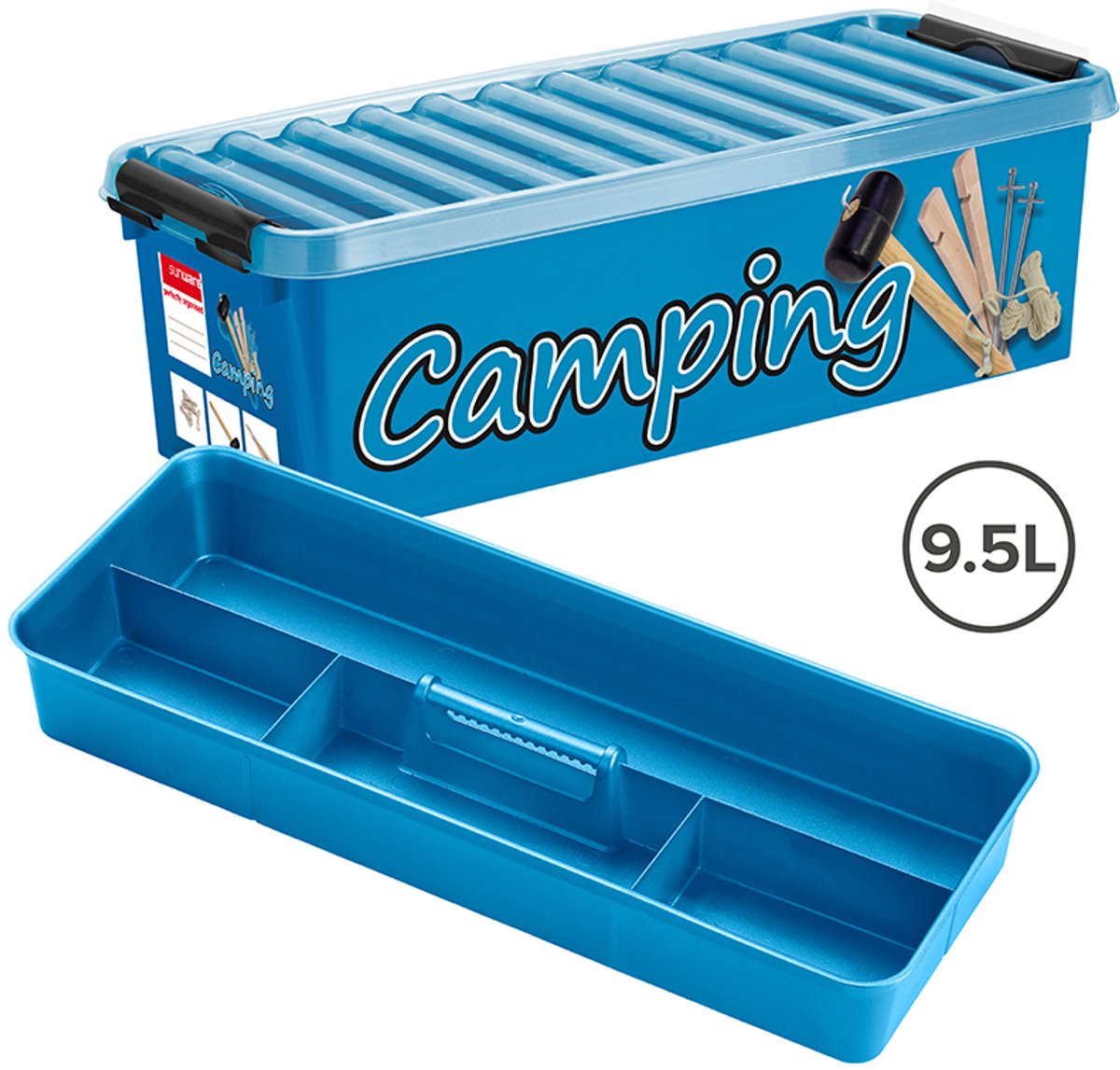 Sunware q-line camping box met inzet 9,5l - 48.5x19x14.7 cm - blauw zwart