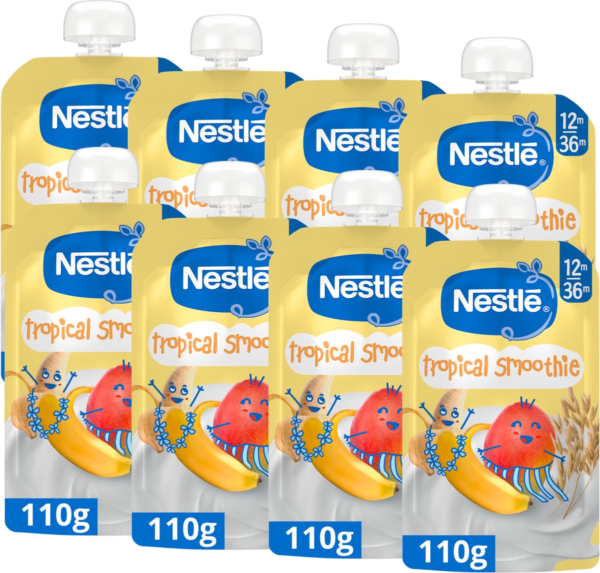Frullato tropicale Nestlé banana mango latte avena - 12+ mesi - 8 x 110 g