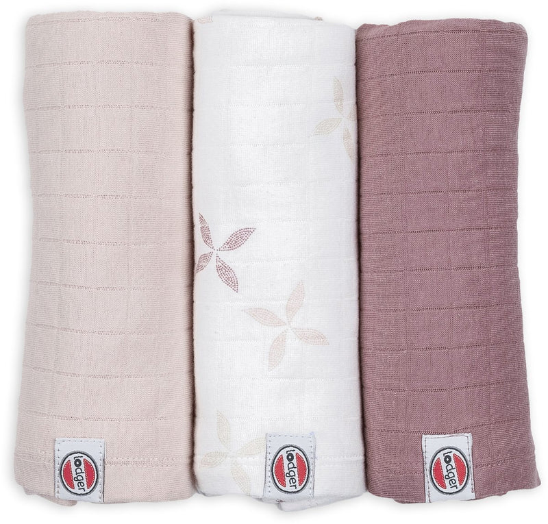 Fasce Lodger - panni idrofili - rosa - 70x70 cm - 3 pezzi - cotone biologico