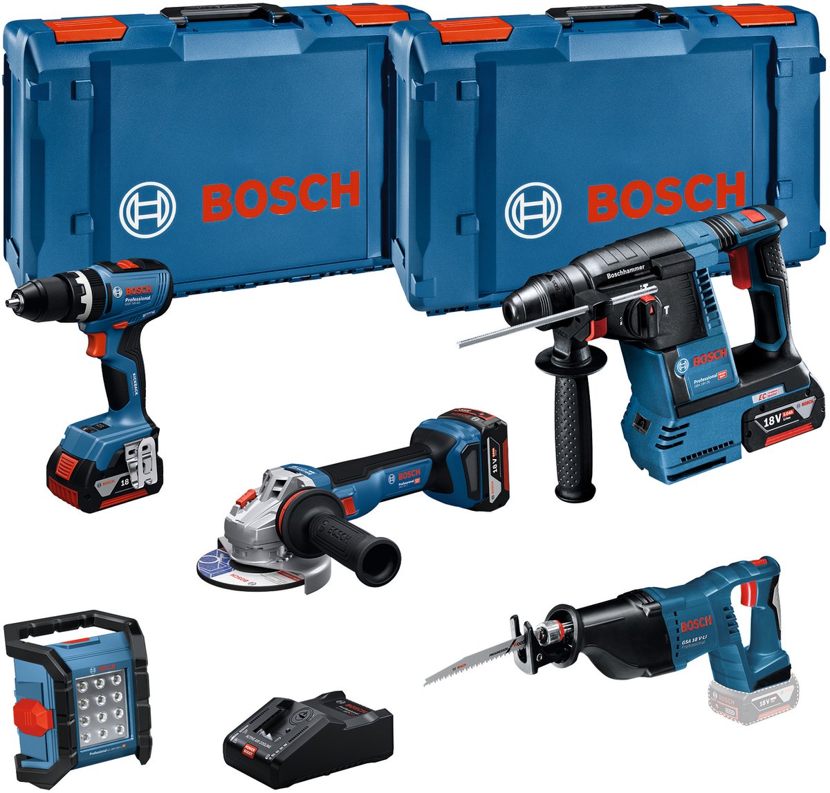 Kit combinado Bosch 18v con 5 herramientas: gsb + gbh + gws + g...