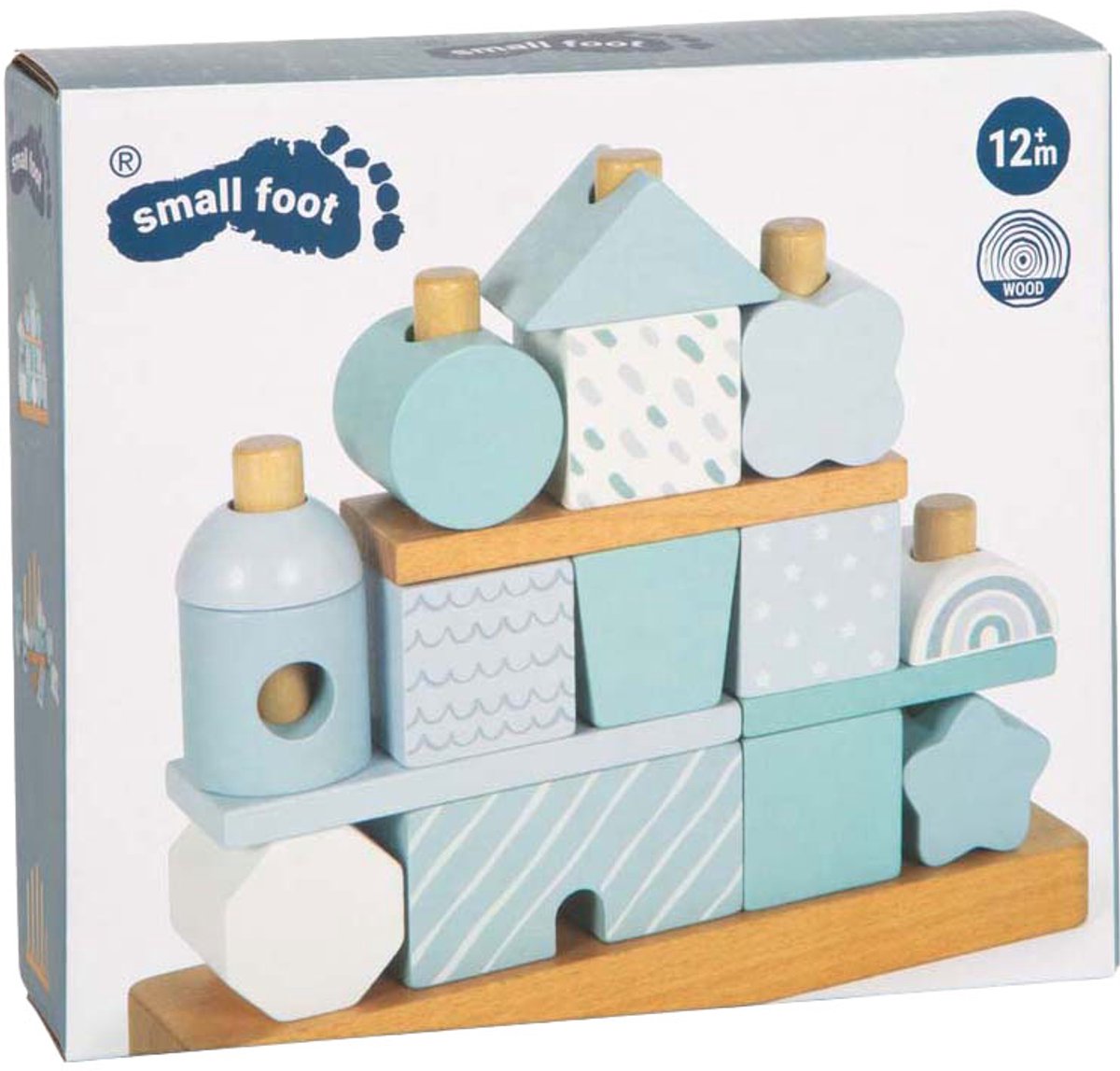 Small foot - casa apilable de madera azul - 18 uds.