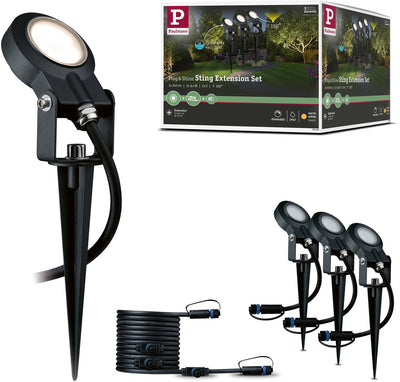 Paulmann Plug Shine Faretti da giardino LED Sting set prolunga IP67 3000K 3x6,4W antracite