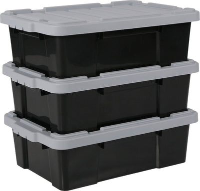 Iris powerbox opbergbox - 25l - kunststof - zwart grijs - set van 3