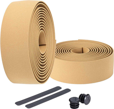 Bbb cycling handlebar tape racing bike - self-adhesive handlebar tape with stretch material - anti-slip - length: 200cm - thickness: 2mm - including handlebar caps - gold brown - racing ribbon bht-01