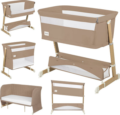 Lionelo thomi plus 5in1 - meegroeibed: co sleeper + babybed + baby box + peuterbed + bank - met 7 hoogtes - 2x matrassen t25 - verstelbare poten - ademend afritsbare zijkant - opbergmand - wielen - wasbare bekleding - tot 100 kg - peuter kinder bed