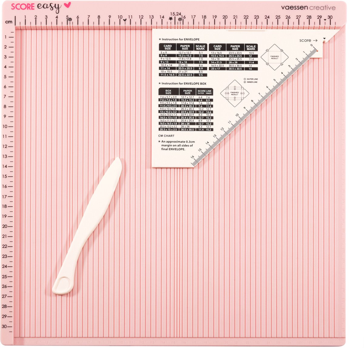 Tabellone segnapunti Vaessen creative - punteggio facile - 30,5 x 30,5 cm - con osso pieghevole e righello - in cm - rosa