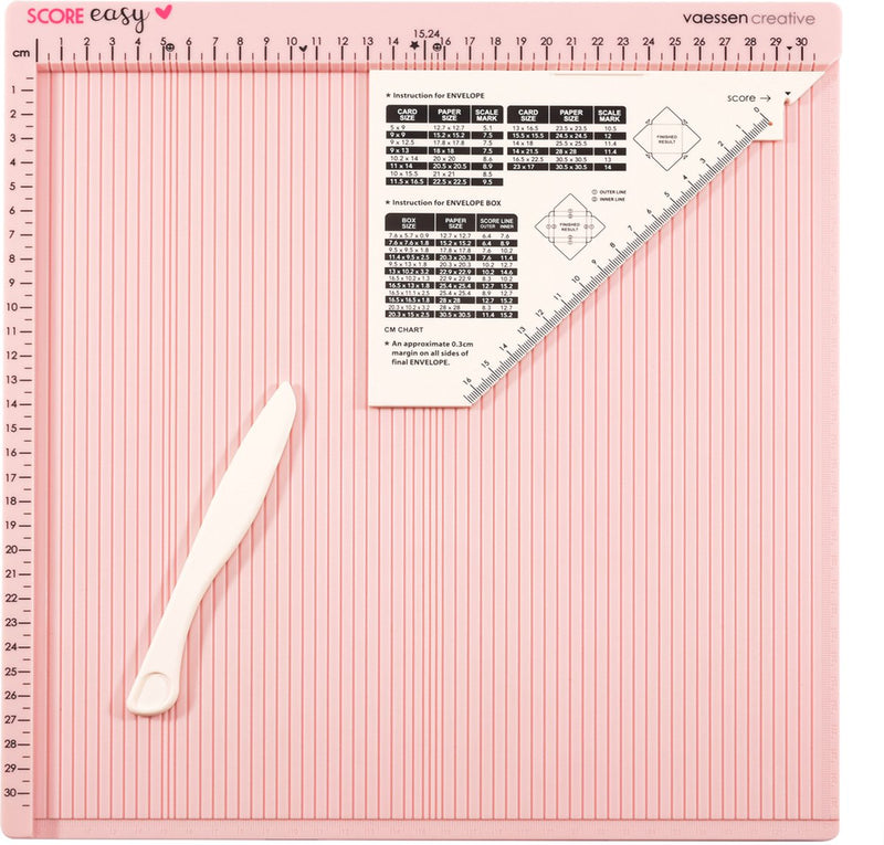 Tabellone segnapunti Vaessen creative - punteggio facile - 30,5 x 30,5 cm - con osso pieghevole e righello - in cm - rosa