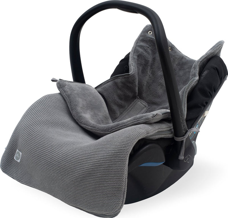 Jollein - saco para silla de paseo de coche (gris piedra) - punto básico - algodón - poliéster - saco de paseo o silla de coche - 42x82cm
