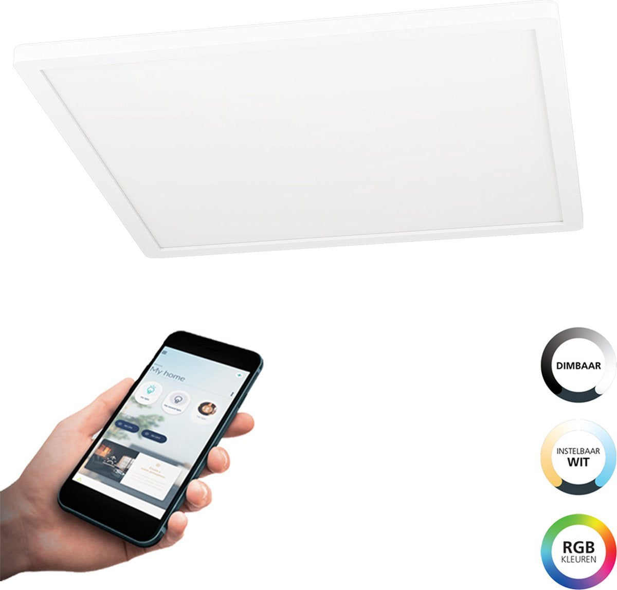 Eglo connect.z rovito-z smart plafondlamp - 42 cm - wit - instelbaar rgb wit licht - dimbaar - zigbee