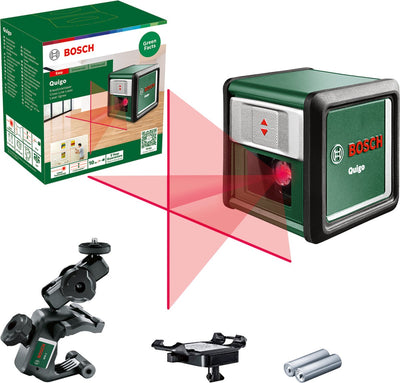 Bosch Quigo III - laser a linee incrociate - incluso morsetto universale mm2 - piastra adattatrice - batterie