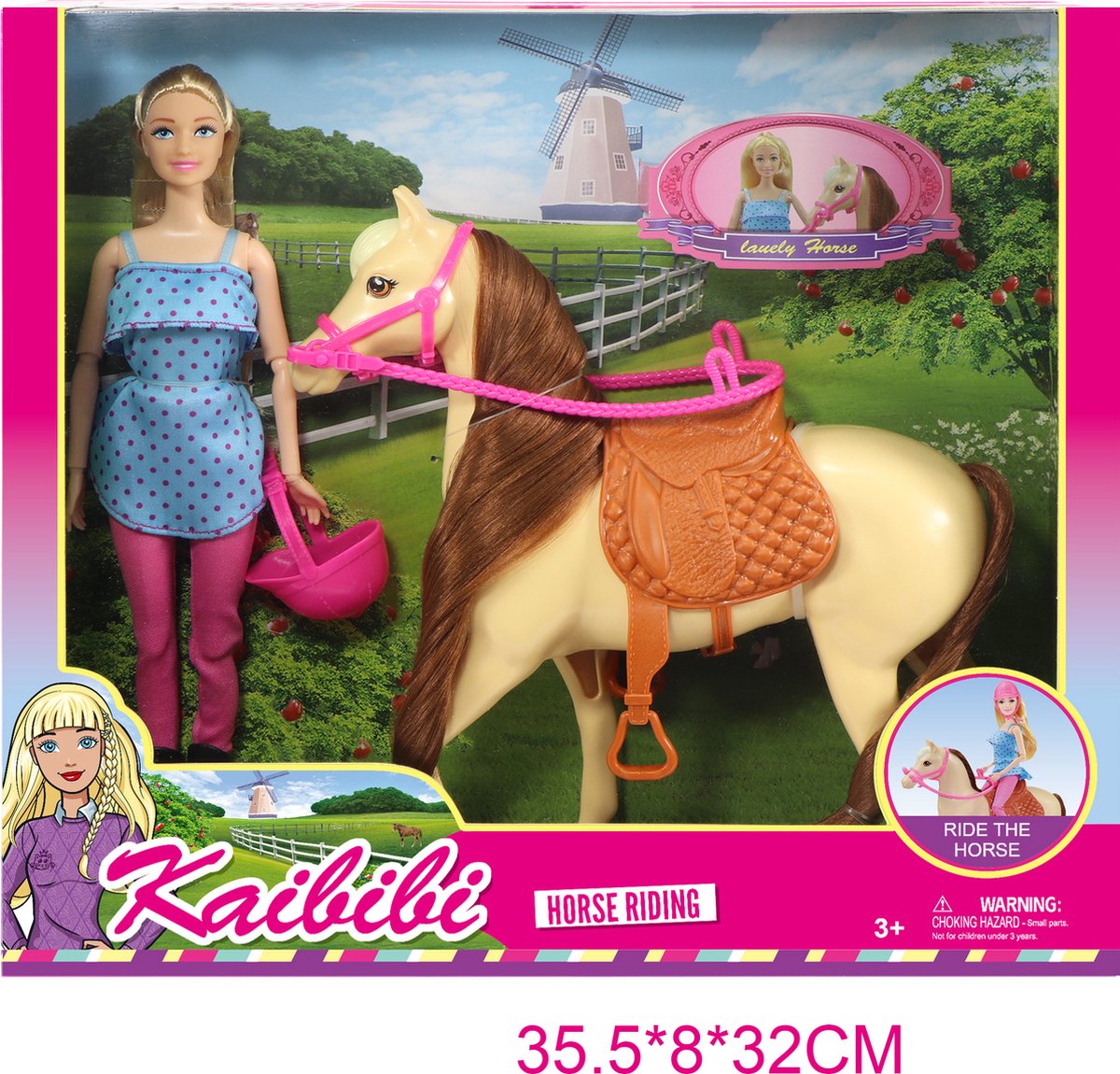 Muñeco Amuuso de 29 cm con caballo.