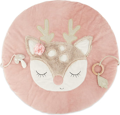 Coperta gattonante per neonati Bieco, diametro 70 cm, coperta attività con motivo cervo, coperta gattonante per neonati, adatta per arco da gioco per bambini, tappeto da gioco in peluche per trapezio da gioco