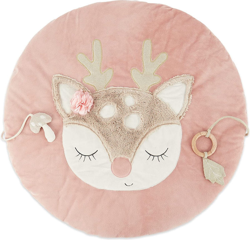 Coperta gattonante per neonati Bieco, diametro 70 cm, coperta attività con motivo cervo, coperta gattonante per neonati, adatta per arco da gioco per bambini, tappeto da gioco in peluche per trapezio da gioco