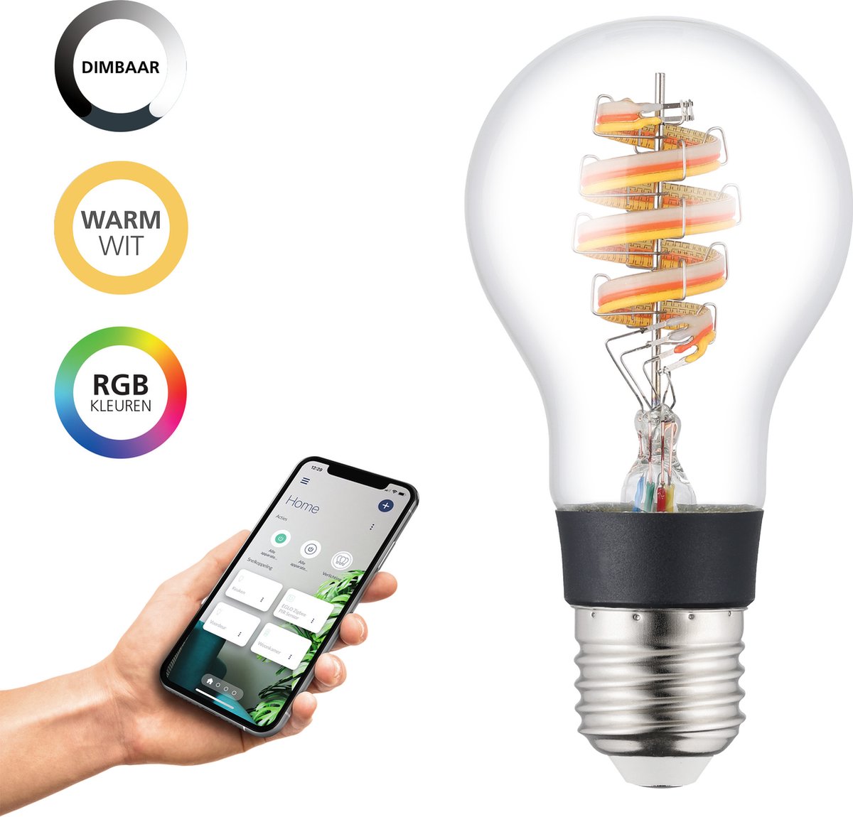 Eglo connect.z smart led lamp - e27 - ø 6 cm - helder - instelbaar rgb licht - 3000k - dimbaar - zigbee