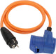 Brennerstuhl cee adapter cable camping 1.5m cable in orange (earthed plug and cee angle coupling incl. earthed combination socket, 230v 16a, for permanent outdoor use, made in Germany)