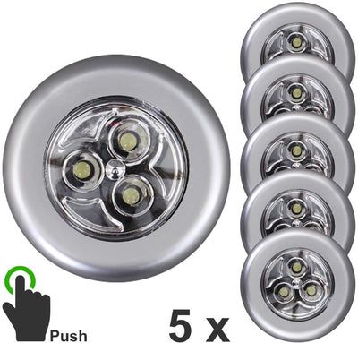 B.k.licht briloner - set di 5 luci per armadio - lampade da sottobanco - alimentate a batteria - autoadesive - luce notturna - lampade per armadio - ø6,8 cm