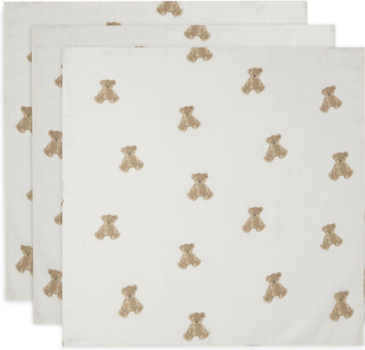 Jollein hydrofiele doek small 70x70cm teddy bear - 3 stuks