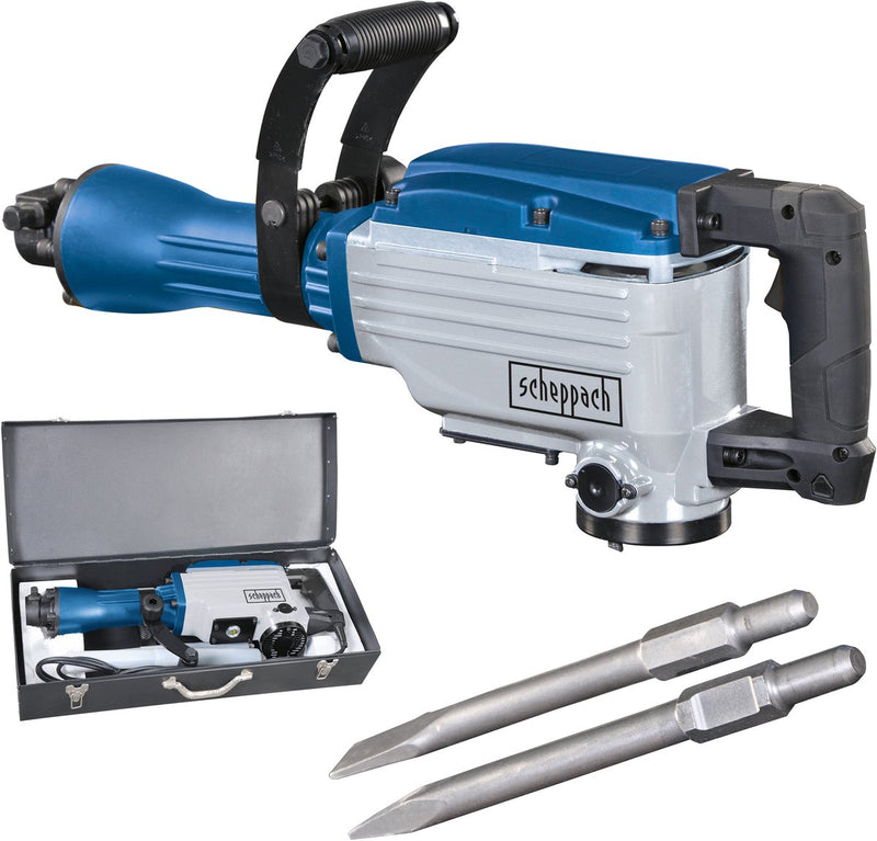 Martillo demoledor Scheppach ab1600 - 1600w | Fuerza de impacto 50j - 2000 golpes por minuto - Martillo demoledor incl. cincel puntiagudo, estuche de cincel plano