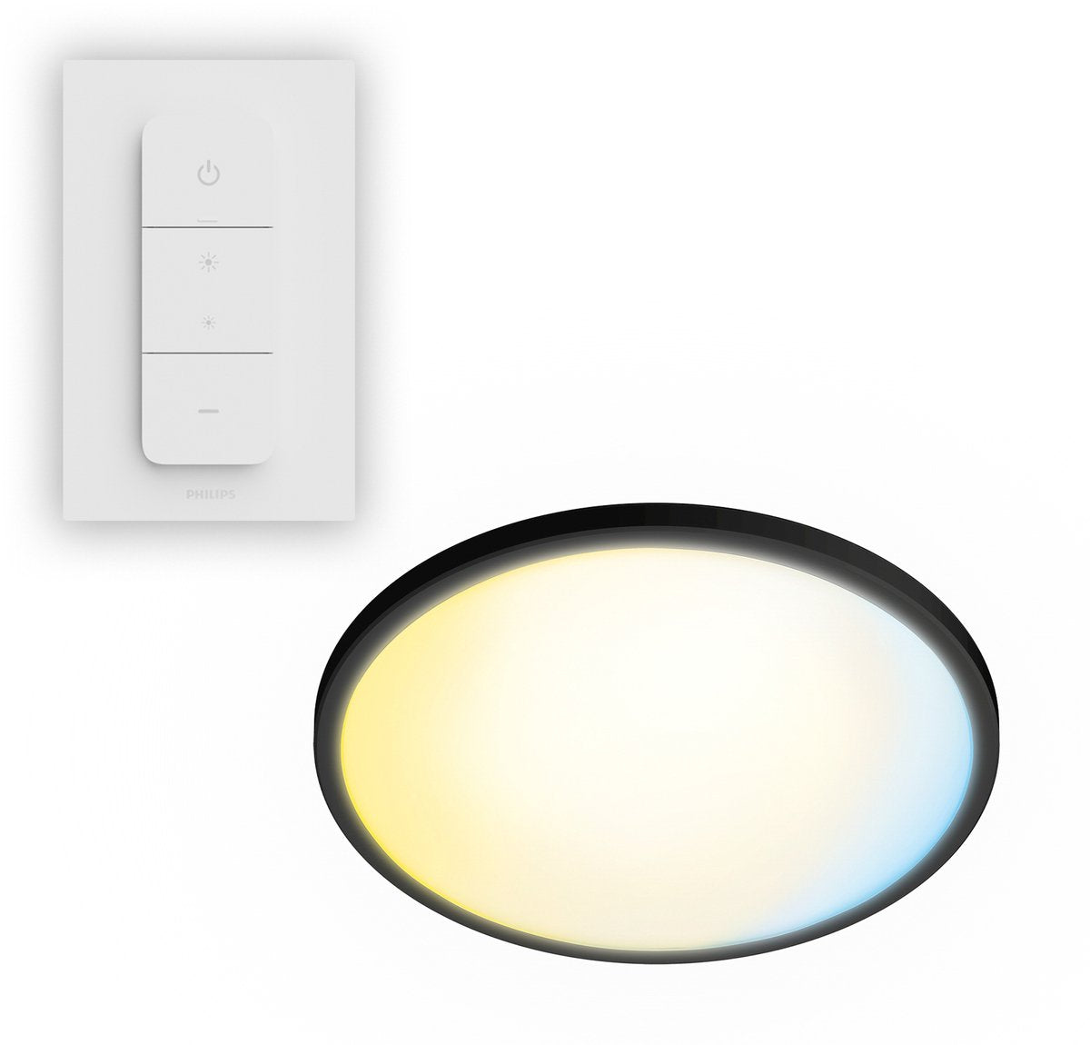 Lampada da soffitto Philips LED Philips super sottile all-in-one - con telecomando - luce calda - 16 W - luce bianca da extra calda a fredda: da 2200 k a 6500 k - 29 cm - nero - rotonda