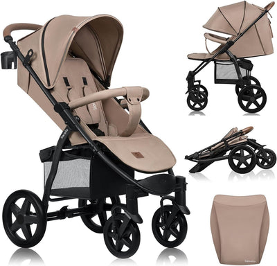 Passeggino Lionelo Annet Plus - leggero pieghevole - ruote grandi e solide con sospensione - incluso coprigambe, zanzariera portabicchieri - schienale poggiapiedi regolabile - passeggino dalla nascita fino a 22 kg - carrozzina