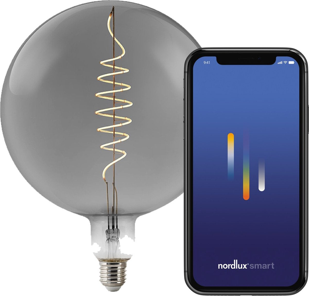 Nordlux g200-lichtbron-smart-deco filament-spiral-e27-smoke glas-1800k